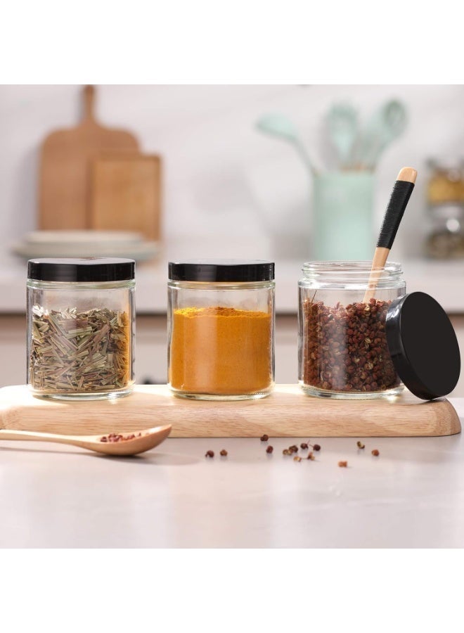 12 Pack, 8 OZ Clear Candle Jars For Making Candle, Thick Glass Jars 12 Plastic Lids - Empty Round Food Storage Containers, Canning Jar For Spice, Powder, Liquid, Sample - Food Grade - Image 5
